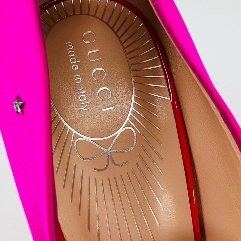Gucci Jodie Pink Fuchsia Star crystal embellished Heels with Tangerine Strap - Picture 6 of 14